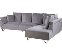 Beliani Sofá esquinero 4 personas de pana gris