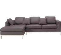 Beliani Sofá esquinero 4 personas de piel marrón