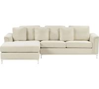 Beliani Sofá esquinero 4 personas de poliéster beige