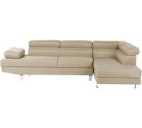 Beliani Sofá esquinero 5 personas de poliéster beige