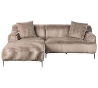 Beliani Sofá esquinero de Pana Derecho 3 plazas marrón Claro Stenum