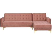 Beliani Sofá esquinero de tejido rosa 4 personas