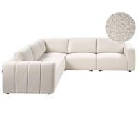 Beliani Sofá esquinero Derecho Moderno 5 plazas Modular tapizado de bouclé Blanco Crema Kivvik