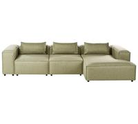 Beliani Sofá esquinero Izquierdo Moderno 4 plazas Modular tapizado de Tela Verde Claro Brande