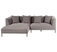 Beliani Sofá esquinero Moderno de 3 plazas Derecho tapizado en Chenilla con reposabrazos y Cojines Gris Pardo Sater