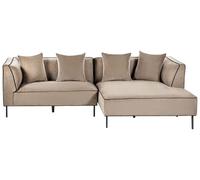 Beliani Sofá esquinero Moderno de 3 plazas Izquierdo tapizado en Chenilla con reposabrazos marrón Claro Sater