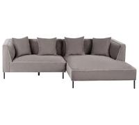 Beliani Sofá esquinero Moderno de 3 plazas Izquierdo tapizado en Chenilla con reposabrazos y Cojines Gris Pardo Sater