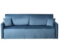 Beliani Sofá Moderno de 3 plazas de Terciopelo con Cojines adicionales y función Cama Azul Egge
