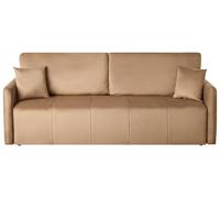 Beliani Sofá Moderno de 3 plazas de Terciopelo con Cojines adicionales y función Cama marrón Claro Egge