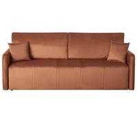 Beliani Sofá Moderno de 3 plazas de Terciopelo con Cojines adicionales y función Cama marrón Dorado Egge