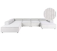 Beliani Sofá Moderno Derecho 5 plazas Modular Patas Negras tapizado en Pana Blanco Crema Ardal