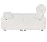 Beliani Sofá Moderno escandinavo de bouclé de 3 plazas Cojines adicionales Asiento Grueso Blanco Crema Korio