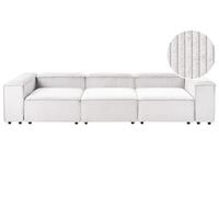 Beliani Sofá Modular 3 plazas Moderno Patas Negras tapizado Pana Blanco Crema Ardal