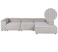 Beliani Sofá Modular 4 plazas Moderno Patas Negras tapizado Pana Gris Pardo Izquierdo Ardal