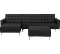 Beliani Sofá modular de piel sintética negro 4 personas