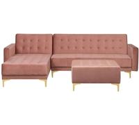 Beliani Sofá modular de tejido rosa 4 personas