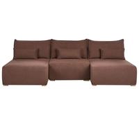 Beliani Sofá Modular en Forma de U de bouclé Izquierdo con función de Cama y almacenaje marrón Nerbo