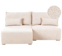 Beliani Sofá Modular esquinero de bouclé Derecho con función de Cama y almacenaje Beige Nerbo