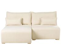 Beliani Sofá Modular esquinero de bouclé Derecho con función de Cama y almacenaje Blanco Crema Nerbo