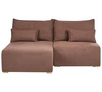 Beliani Sofá Modular esquinero de bouclé Derecho con función de Cama y almacenaje marrón Nerbo