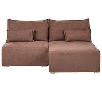 Beliani Sofá Modular esquinero de bouclé Izquierdo con función de Cama y almacenaje marrón Nerbo