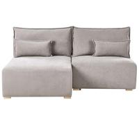 Beliani Sofá Modular esquinero de Tela Derecho con función de Cama y almacenaje Beige Nerbo