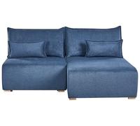 Beliani Sofá Modular esquinero de Tela Izquierdo con función de Cama y almacenaje Azul Nerbo