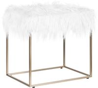 Beliani Taburete pelo sintético blanco