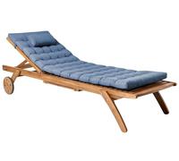 Beliani Tumbona de jardín Exterior Patio o Piscina de Madera de Acacia marrón con cojín Azul Resistente a los Rayos UV e Impermeable Cesana Premium