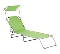 Beliani Tumbona de jardín Tela Verde Lima Estructura de Acero Respaldo reclinable Plegable Dosel Desmontable terraza diseño Moderno Foligno