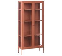 Beliani Vitrina Alta de Metal 2 Puertas con Elementos de Vidrio Estilo Industrial Moderno marrón Dorado Harty