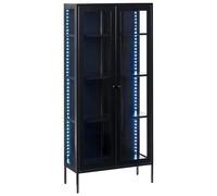 Beliani Vitrina Alta de Metal con LED 2 Puertas con Elementos de Vidrio Estilo Industrial Moderno marrón Dorado Harty