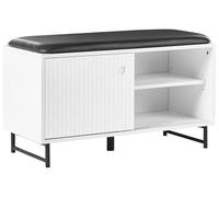 Beliani Zapatero de 2 Compartimentos y Asiento Acolchado Puertas correderas de MDF Blanco Batoche