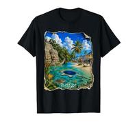 Belice América reinterpretado artísticamente #LeoPepeDesign, Camiseta gráfica económica, Hombre, Negro, L