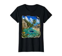 Belice América reinterpretado artísticamente #LeoPepeDesign, Camiseta gráfica económica, Mujer, Negro, XS