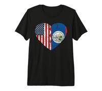 Belice Bandera Americana Corazón Belice Estados Unidos América Hombres Mujeres Camiseta Premium
