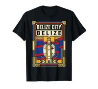 Belice City Belice Bandera Faro Vintage Travel Art Camiseta