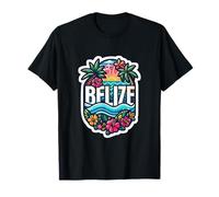 Belice Tropical Beach Colorido Palmera Amanecer Y Flores Camiseta