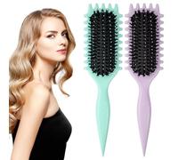 BELICOO 2 cepillos de definición de rizos, cepillo de pelo rizado para desenredar, cepillo de pelo multifunción para desenredar, dar forma y definir rizos para mujeres y hombres (morado y verde)