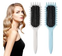 BELICOO 2 cepillos para rizar el cabello, cepillo para el pelo Curl Define Styling Brush, 2024, cepillo rizado de cerdas de jabalí, para hombre y mujer, color blanco y azul