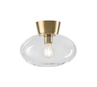 Belid Plafón Bullo vidrio transparente Ø27 cm latón