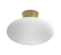 Belid Plafón Bullo XL vidrio opal Ø38 cm latón
