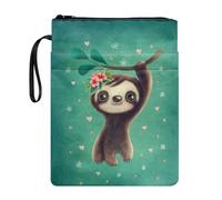 Belidome Bonita bolsa para libros de perezosos con cremallera y bolsillos frontales y correa de asa, funda de lona para libros, lavable, suministros de oficina escolar