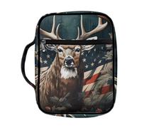 Belidome Funda de la Biblia con bandera estadounidense de ciervo, funda de libro de gran tamaño, bolsas portátiles de estudio de la Biblia, bolsas de mano para iglesia, protector de diario de las