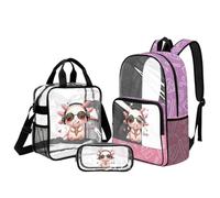 Belidome Juego de mochila escolar para niñas para la escuela primaria: mochila transparente de 3 piezas y lonchera de 4 piezas, Axolotl Formular, L, Casual