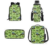 Belidome Paquete de 4 mochilas escolares para niños, bolsa de almuerzo, estuche para lápices, bolsa para botellas, Mountain Buggy, Talla única