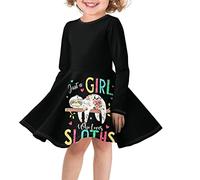 Belidome Vestido de manga larga de una pieza de fiesta de una sola pieza vestidos de una línea de 3 a 16 años para niños, Solo una chica que ama los perezosos, 15-16 Años