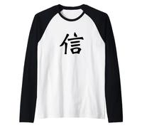 Belief Kanji - Caligrafía China Japonesa, diseño de fe Camiseta Manga Raglan