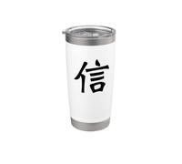 Belief Kanji - Caligrafía china japonesa, diseño de fe Vaso térmico de acero inoxidable de doble pared