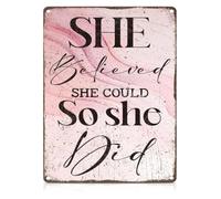 Believe Achieve Metal Tin Sign She Believed She Could Quote 12x8 Inch